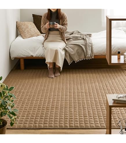 無印良品　洗いざらし綿キルティングラグ　ライトベージュ Amazon｜無印良品 洗いざらしの綿キルティングラグ ライト